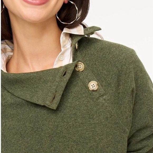 J.Crew Womens Wide Button-Collar Tunic Sweatshirt Cloudspun Fleece Small Outdoor - Picture 14 of 16